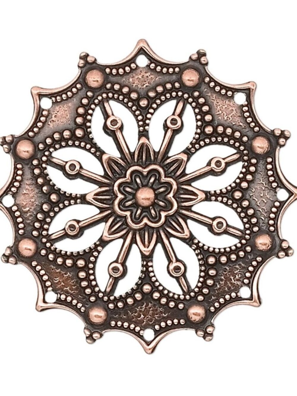 Steampunk Antique Copper Metal Filigree Focal Pendant Beads 2 pcs